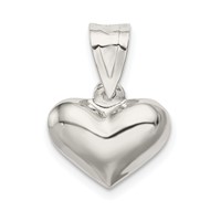 Sterling Silver Rhodium-plated 13mm Puffed Heart Charm view 1