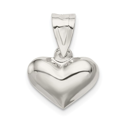 Sterling Silver Rhodium-plated 13mm Puffed Heart Charm