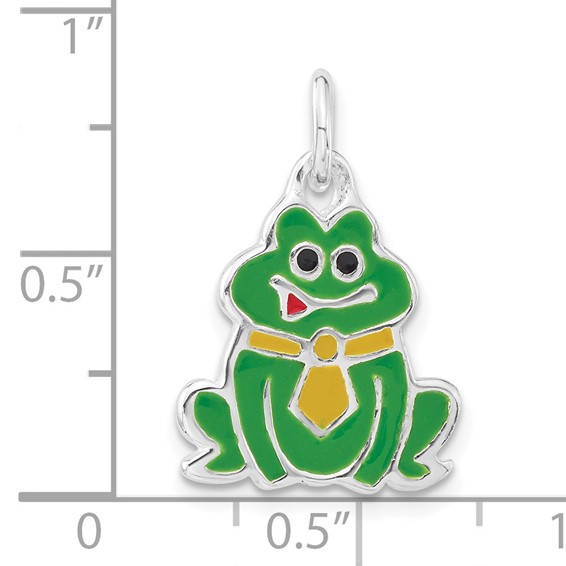 Sterling Silver Polished Multicolor Enameled Frog Charm