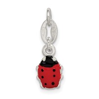 Sterling Silver Black Red Enameled Ladybug Charm view 4