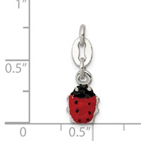 Sterling Silver Black Red Enameled Ladybug Charm view 3