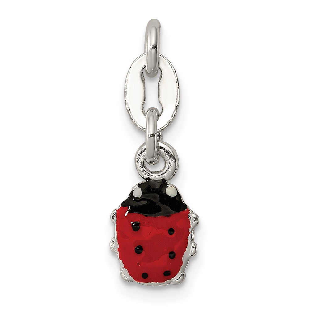 Sterling Silver Black Red Enameled Ladybug Charm