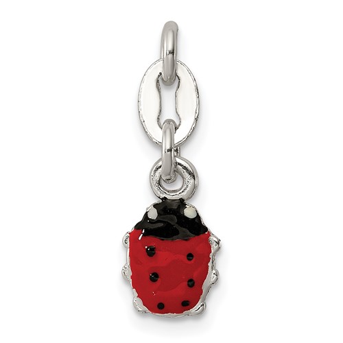 Sterling Silver Black Red Enameled Ladybug Charm