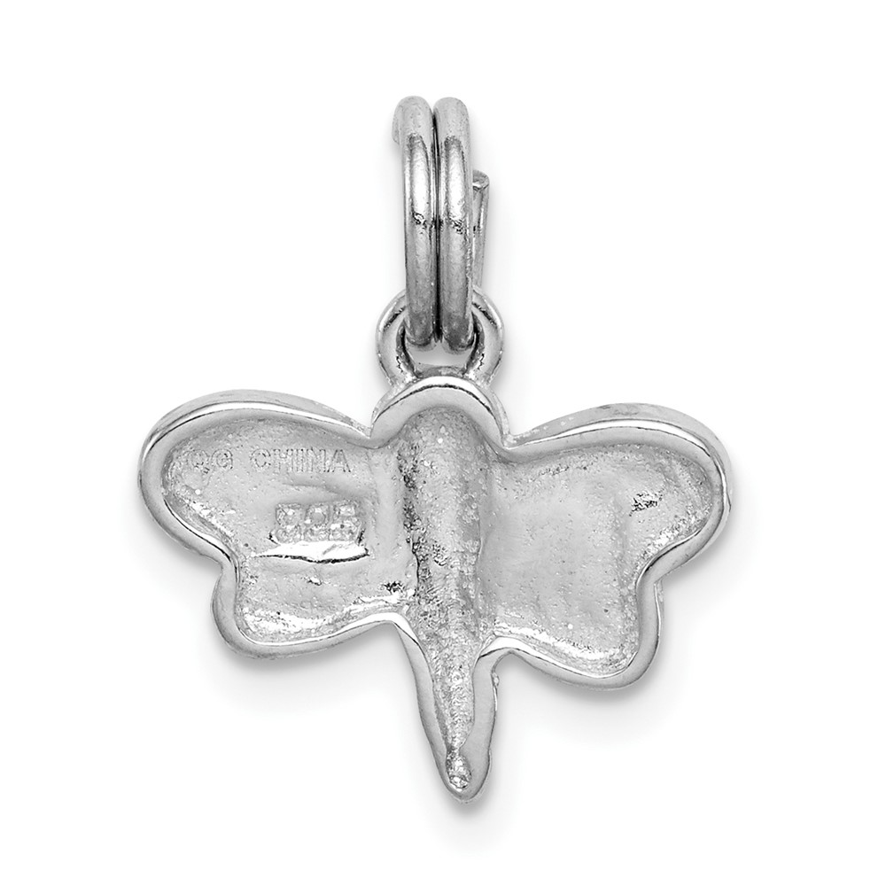 Sterling Silver Rhodium-platedGlitter Enamel Dragonfly Charm (QC6270)
