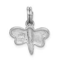 Sterling Silver Rhodium-plated Pink Glitter Enamel Dragonfly Charm view 3
