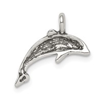 Sterling Silver Antiqued Small Dolphin Charm view 4