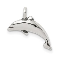 Sterling Silver Antiqued Small Dolphin Charm view 1