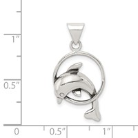 Sterling Silver Antiqued Dolphin Jumping Through Hoop Charm view 3