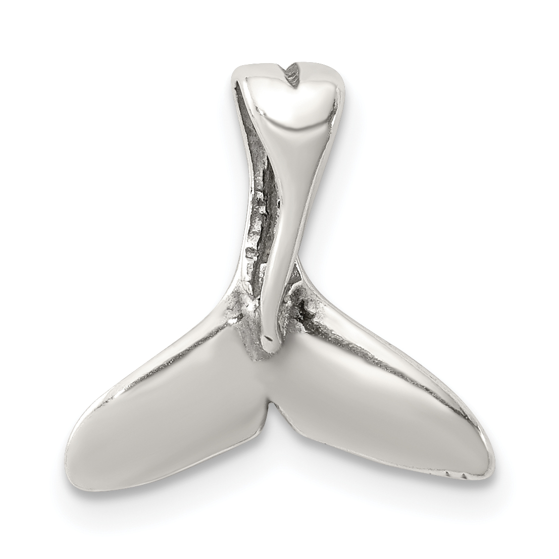 Sterling Silver Small Whale Tail Pendant (QC6275)