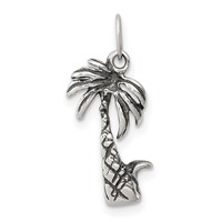 Sterling Silver Antiqued Palm Tree Charm view 1