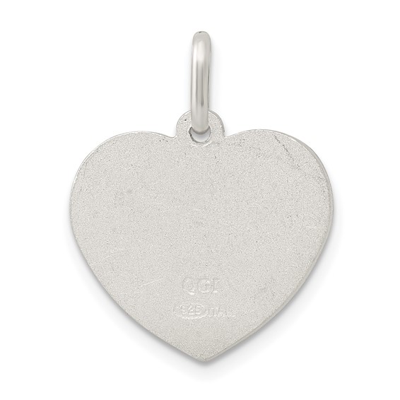 Sterling Silver Satin Angel Heart Charm