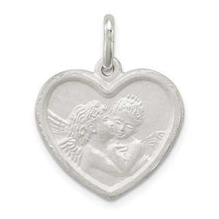 Sterling Silver Satin Angel Heart Charm