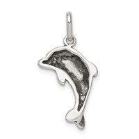 Sterling Silver Antiqued Dolphin Pendant view 4