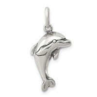Sterling Silver Antiqued Dolphin Pendant view 1