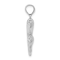 Sterling Silver Rhodium-plated Polished 3-D Dolphins Pendant view 2