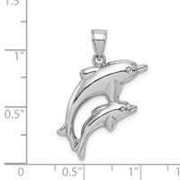 Sterling Silver Rhodium-plated Polished 3-D Dolphins Pendant view 4