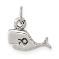 Sterling Silver Antiqued Whale Charm view 1