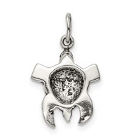Sterling Silver Antiqued Sea Turtle Charm with Heart view 4