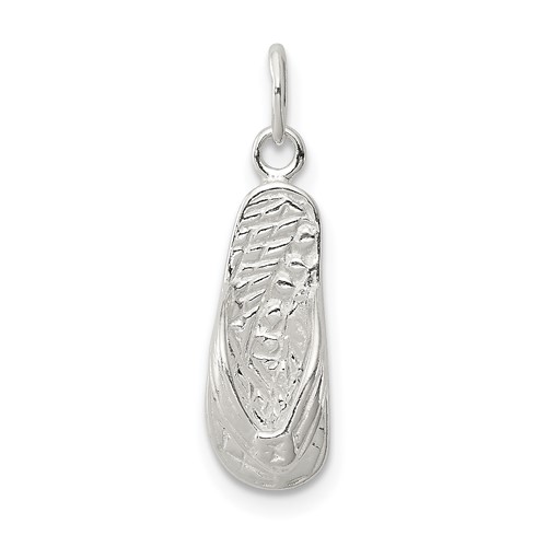 Sterling Silver Textured 3-D Flip-Flop Charm
