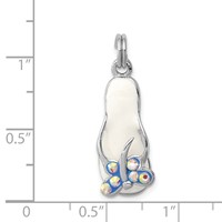 Sterling Silver Rhodium-platedCZ Butterfly Enamel Sandal Charm view 4