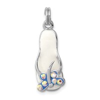 Sterling Silver Rhodium-platedCZ Butterfly Enamel Sandal Charm view 1