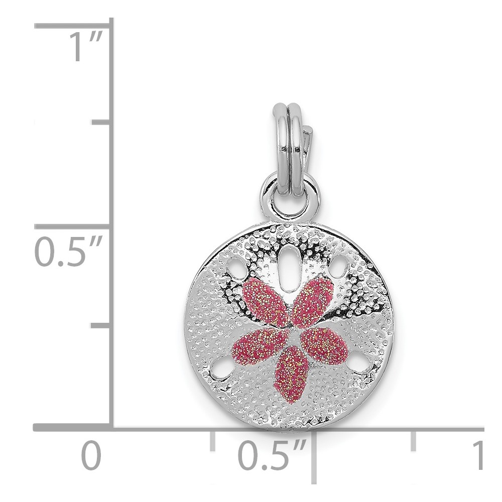 Sterling Silver Rhodium-plated Polished Enameled Sand Dollar Charm (QC6323)