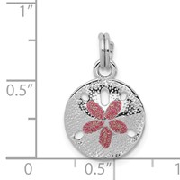 Sterling Silver Rhodium-plated Polished Enameled Sand Dollar Charm view 4