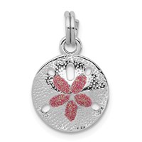 Sterling Silver Rhodium-plated Polished Enameled Sand Dollar Charm view 1