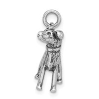 Sterling Silver 3-D Polished & Antiqued Dog Charm view 2