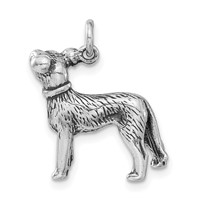 Sterling Silver 3-D Polished & Antiqued Dog Charm view 4