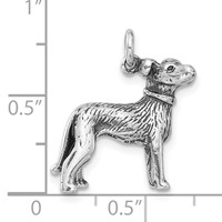 Sterling Silver 3-D Polished & Antiqued Dog Charm view 3