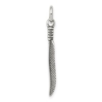 Sterling Silver Antiqued Feather Charm view 2