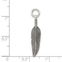 Sterling Silver Antiqued Feather Charm view 3