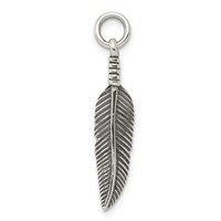 Sterling Silver Antiqued Feather Charm view 1