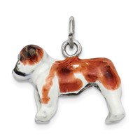 Sterling Silver Enameled Bulldog Charm view 1