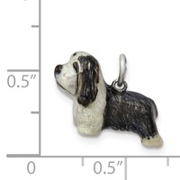 Sterling Silver Enameled Bearded Collie Charm view 3