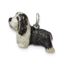 Sterling Silver Enameled Bearded Collie Charm view 1