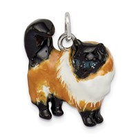 Sterling Silver Enameled Calico Cat Charm view 1