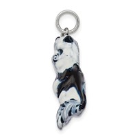 Sterling Silver Enameled Black & White Cat Charm view 2