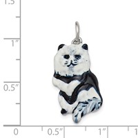 Sterling Silver Enameled Black & White Cat Charm view 3