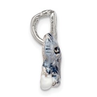 Silver Enamel Grey & White Cat Pendant Playing with Ball view 2