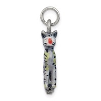 Silver Enamel Cat Sitting Charm view 2