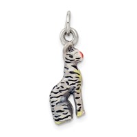 Silver Enamel Cat Sitting Charm view 4