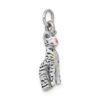 Silver Enamel Cat Sitting Charm view 5