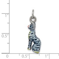 Silver Enamel Cat Sitting Charm view 3