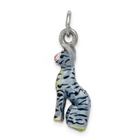 Silver Enamel Cat Sitting Charm view 1