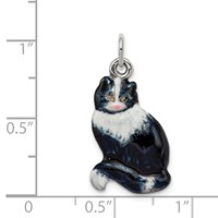 Silver Enamel Black & White Cat Charm view 3