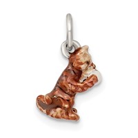 Silver Enamel Cat Playing Charm with Yarn view 4