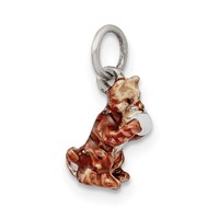 Silver Enamel Cat Playing Charm with Yarn view 5