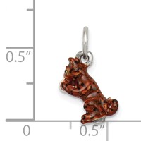 Silver Enamel Cat Playing Charm with Yarn view 3